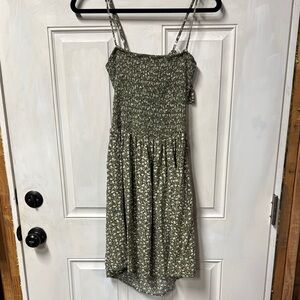 Floral Green Smocked Dress